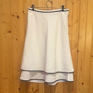 LOFT Cream A-Line Skirt with Black Trim